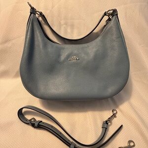 Coach Pebbled Leather Hobo Shoulder Bag in Slate Blue